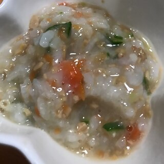 離乳食♪納豆とピーマン、人参のおかゆ